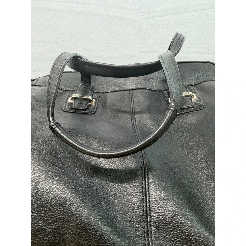 Coach Black Leather‎ Tote Bag Designer Handbag Purse Carryall Business